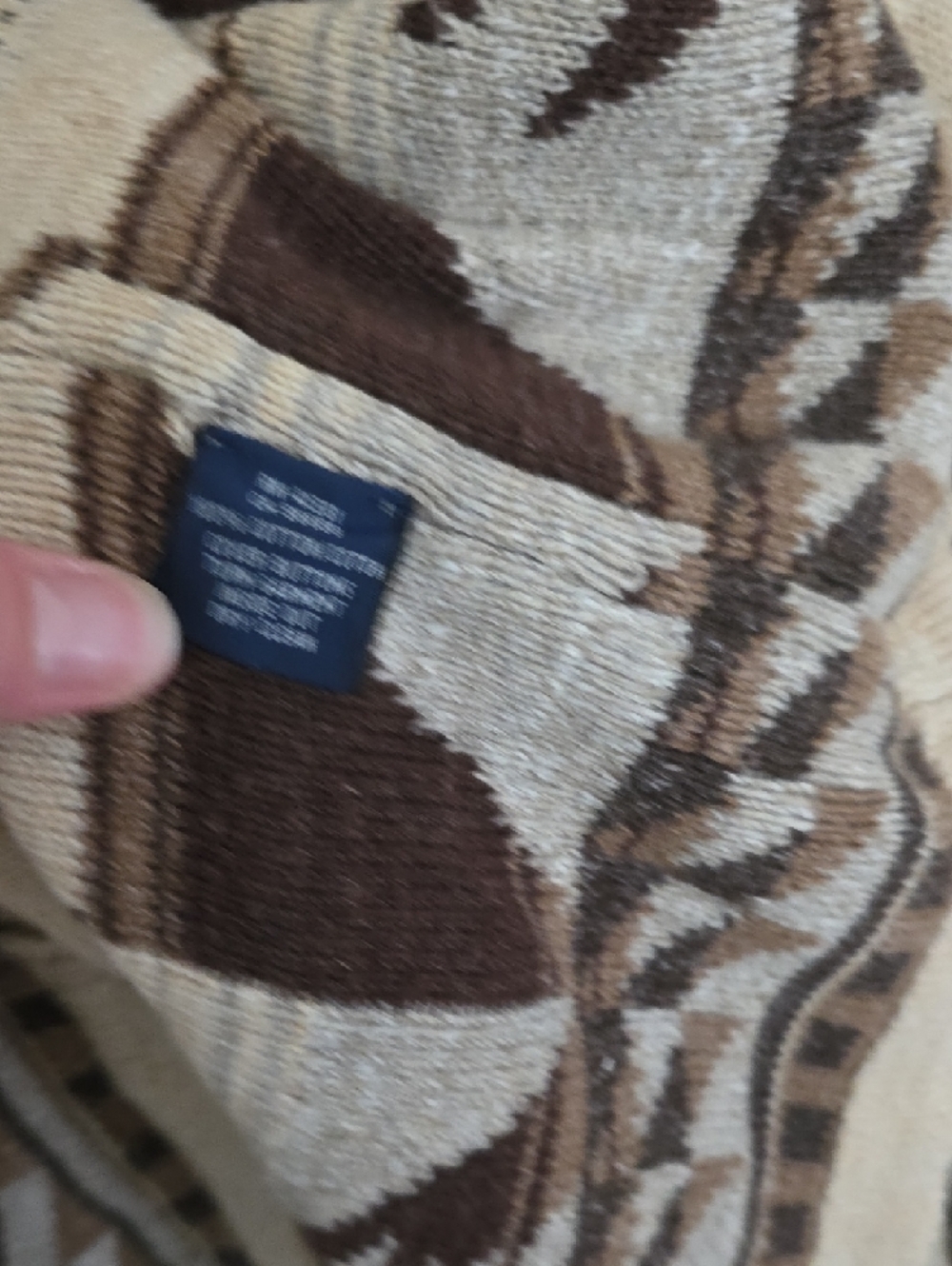 Ralph Lauren Shawl Collar Cardigan in Brown & Cream - Picture 5 of 6
